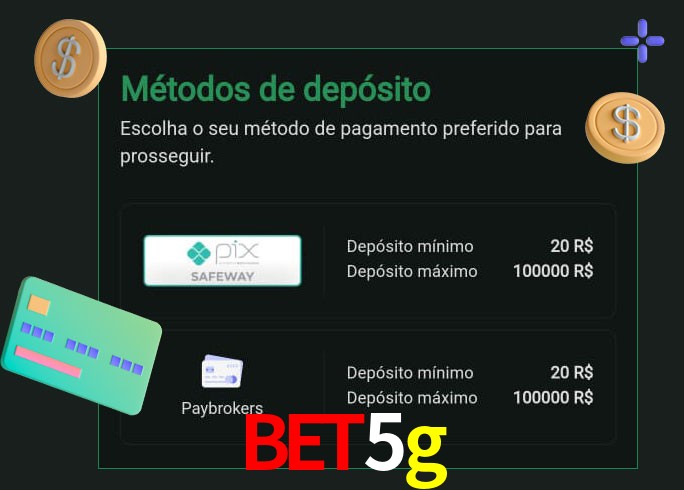 O cassino bet5g oferece uma grande variedade de métodos de pagamento